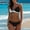 Colorblock, variant on Amidoa Women's Colorblock Swimwear Slimming Two Piece Set Wrap Halter Push up Bikini Top with High Waist Bottom Swimsuits