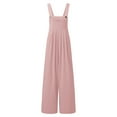 thumbnail image 6 of Letdown Womens Overalls Loose Fit Cotton Linen Bib Overall Wide Leg Jumpsuit Rompers with Pockets, 6 of 7