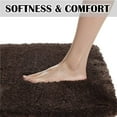 thumbnail image 4 of Bathroom Contour Rug Non Slip Bath Mat Water Absorbent Soft Microfiber Shaggy Bathroom Mat Machine Washable Bath Rug for Bathroom Thick Plush U Shape Toilet Rug (20 x 24, Brown), 4 of 6