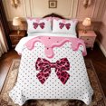 thumbnail image 2 of Manfei Cute Cheetah Bow Twin Quilt Set,Pink Ice Cream Drip Twin Coverlet Set,3-Piece,1 Bedspread and 1 Pillowcase, 2 of 7
