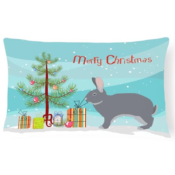 Carolines Treasures BB9333PW1216 Giant Chinchilla Rabbit Christmas Canvas Fabric Decorative Pillow, Teal, 12H x16W,
