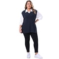 thumbnail image 3 of DARING DIVA Women's Plus V Neck Knit Split Hem Sweater Vest 1X Dark Blue, 3 of 7