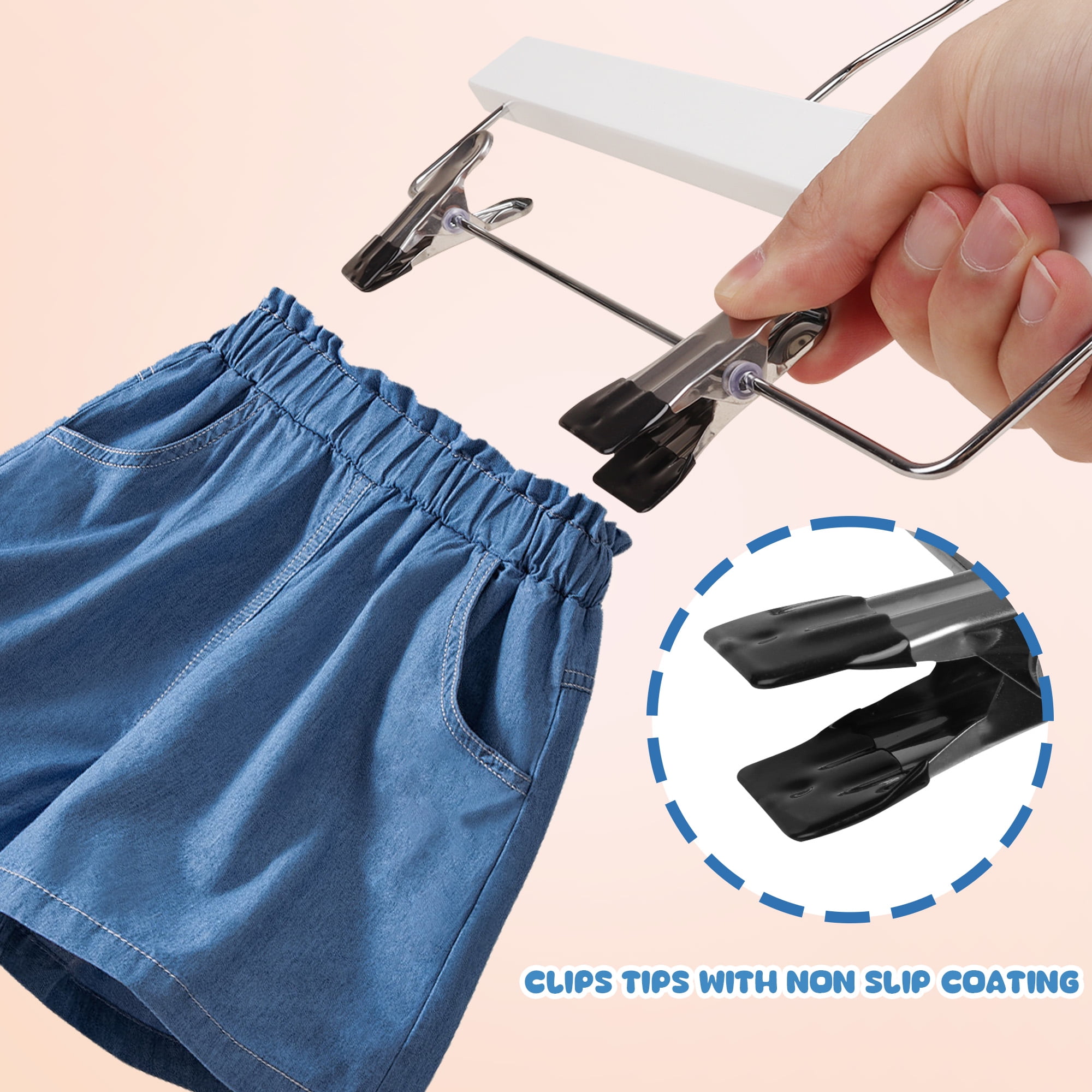 BP4U 12-Pack Kids Wooden Hangers for Toddler & Baby Clothes, Baby Solid Wood Pants Skirts Hangers with Clips for Children's Trousers, Slacks, Jeans
