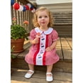 thumbnail image 4 of BemeyourBBs Toddler Girl 4th of July Dress Fourth of July Outfit Baby Girl Memorial Day Independent Day Outfits Summer Gingham Plaid Dress Ice Cream Embroidery Short Sleeve Doll Collar A-Line Dress, 4 of 9