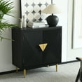 thumbnail image 2 of Industrial Style Self-Service Storage Cabinet, Console Table with Black V-Shaped Decorative Elements and 2 Doors, Suitable for Living Room, Dining Room, Hallway, Bedroom, Black, 2 of 9