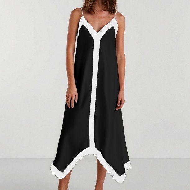 WILLBEST Vestido De Lino Para Mujer, Informal, Con Escote En V Y Espalda Descubierta, Con Tirantes Finos, Para Primavera Y Verano, Salidas Diarias Y Actividades De Ocio.