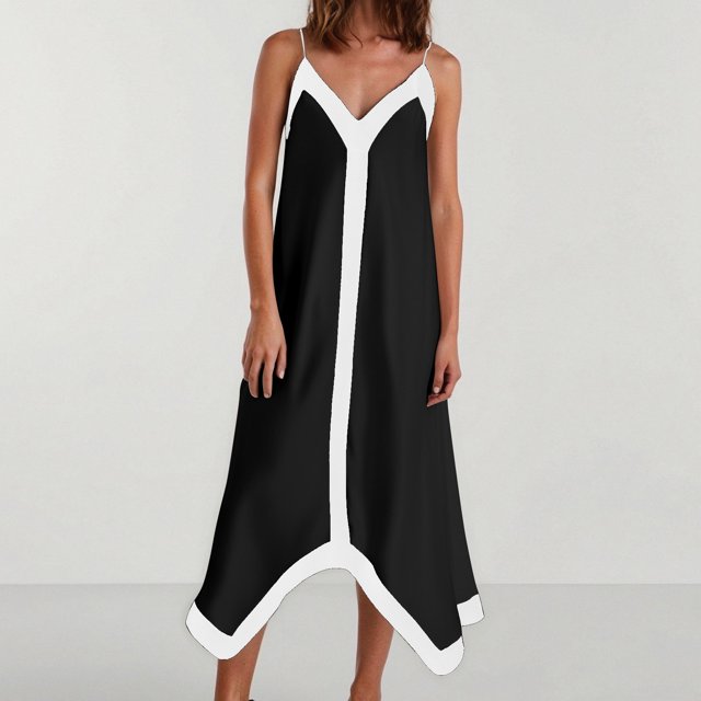 WILLBEST Vestido De Lino Para Mujer, Informal, Con Escote En V Y Espalda Descubierta, Con Tirantes Finos, Para Primavera Y Verano, Salidas Diarias Y Actividades De Ocio.