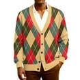 thumbnail image 2 of Men's Cardigan Sweaters with Button Lightweight Business Knitted Sweater Red 4XL, 2 of 7