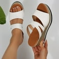 thumbnail image 7 of Womens Sandals Ladies Summer Wedge Espadrilles Sandal Buckle Ankle Strap Peep Toe Flatform Shoes Comfy White 7, 7 of 7