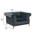 thumbnail image 5 of Benjara Fabric Upholstered Wooden Chair with Tufted back and Rolled Arms, Gray, 5 of 5