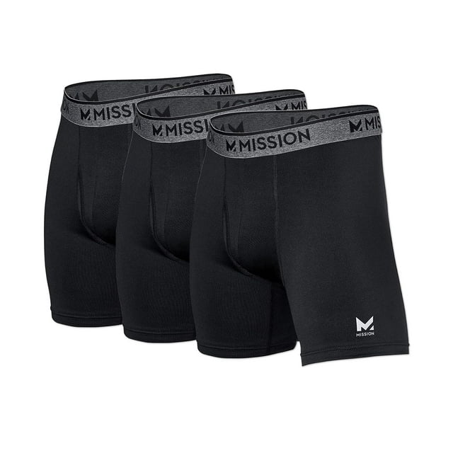 Calzoncillos tipo bóxer MISSION 6 Performance Mesh, paquete de 3, para hombre, color negro