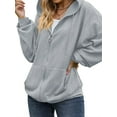 thumbnail image 4 of QAFOPEH Women Zip Long Sleeve Sweatshirt Drawstring Hoodies With Pockets, 4 of 7