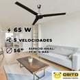 thumbnail image 3 of 6pzs Ventilador Industrial Techo Chocolate 65w 56puLG Myvent, 3 of 5