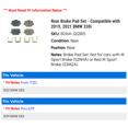 thumbnail image 2 of Rear Brake Pad Set - Compatible with 2019, 2021 BMW 330i, 2 of 2