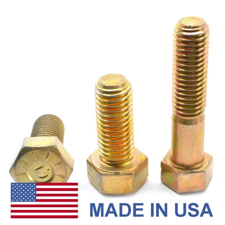 

5/8 -11 x 6 (PT) Coarse Thread Grade 9 Hex Cap Screw (Bolt) L9 - USA Alloy Steel Yellow Zinc Plated Pk 10