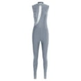 thumbnail image 3 of Raenseen Womens Sparkly Rhinestone Gymnastics Romper Sleeveless Unitard For Rhythmic Dance Competition Grey S, 3 of 5