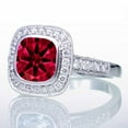 thumbnail image 2 of 1.5 Carat Cushion Cut Ruby and Diamond Halo Vintage Engagement Ring for Women on 10k White Gold, 2 of 2