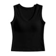 thumbnail image 4 of 2026 New Tank Tops for Women Summer V-Neck Sleeveless Casual Basic Ribbed Slim Fitted Shirts(Black,M), 4 of 4