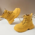 thumbnail image 4 of Suede Chunky Ankle Boots for Girls Round Toe Lace up Lug Sole High Top Zipper Fall Winter Booties, 4 of 9