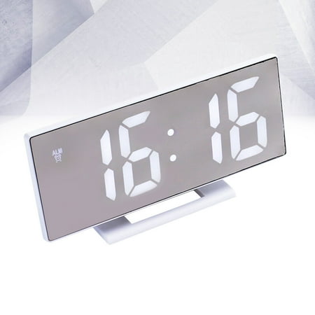 GOOHOCHY LED Large Screen Mute Alarm Clock with Display for Time and Date in White, Size 7.5 x 3.5 x 1.5 Inches