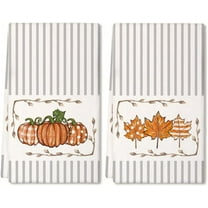 luyaa Fall Kitchen Towels Set of 2,Orange Pumpkin Maple Autumn Dish Towels 18x26 Inch Drying Dishcloth,Farmhouse Home Decoration AD116