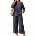 thumbnail image 3 of Women's 2 Piece Sets 3/4 Sleeve V Neck Tops & Wide Leg Pants Fall Lounge Set 2026 For Vacation & Daily Wear XXL, 3 of 5