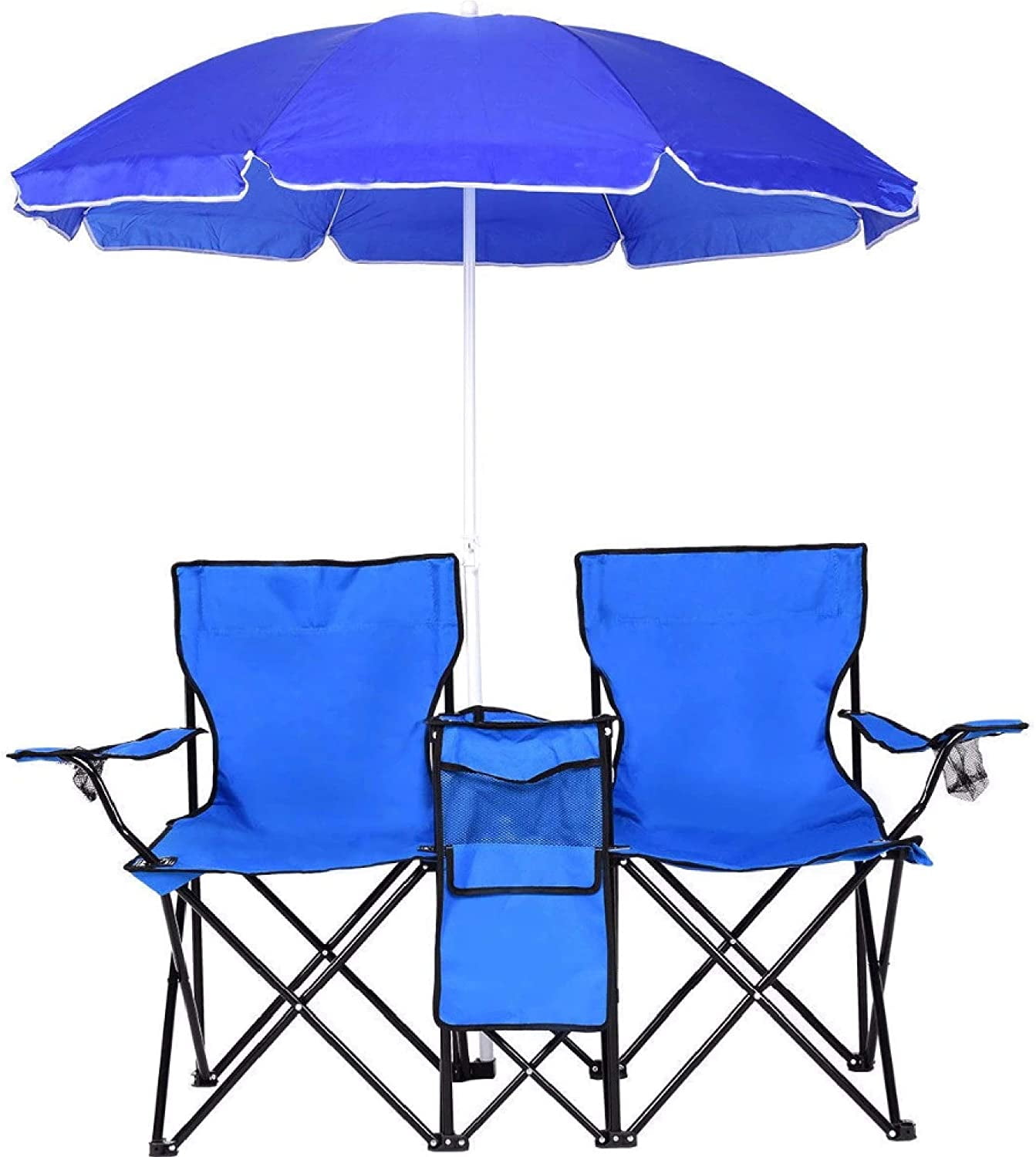 Portable Folding Picnic Double Chair W/Umbrella Table Cooler Beach