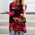 thumbnail image 2 of Camisas Para Mujer Camisetas de Gran Tamaño Manga Larga Moda Casual Cuello Redondo Tops Blusa Suelta Camisas Estampadas Odeerbi ODB135324, 2 of 5