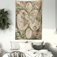 thumbnail image 3 of World Map Tapestry, Antique Design with Renaissance Figures Continents and Hemispheres Vintage Art, Wall Hanging for Bedroom Living Room Dorm Decor, 40W X 60L Inches, Multicolor, by Ambesonne, 3 of 5