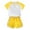 AB566 Yellow, variant on Bainana Toddler Outfit Set For Girls Summer Color Block Short Sleeve Crew Neck Tops And Shorts Set Fashion Stylish Little Girls Summer School Sport Athletic Wear Size 3-4 Years Black