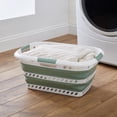 thumbnail image 3 of Laundry 360 Collapsible Laundry Basket in White/Sage, 3 of 4