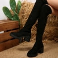 thumbnail image 2 of Gyexs Over The Knee Boots for Women Platform Thigh High Pull on Booties Heel Round Toe Long Boots Fall Winter Shoes #03 Black & Size 6.5, 2 of 9