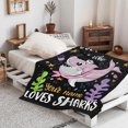 thumbnail image 5 of COW BLANKET Custom Just A Girl Who Loves Sharks Blankets Gifts for Kids Adult On Bed Sofa,Personalized Premium Flannel Blankets for Birthday Christmas Thanksgiving All Season Use 60''''x 80'''' -L, 5 of 6