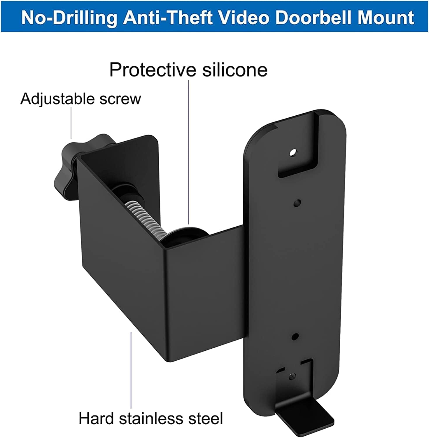 Blink Anti-Theft Doorbell Camera Mount,Video Doorbell Stand for Apartment and Office Security,Adjustable high Hardness Stainless Steel doorbell Rack,No Drilling and Quick Installation(Black)
