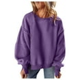 thumbnail image 4 of Ediodpoh Womens Casual Crew Neck Splicing Design Loose Hoodless Pullover Top Womens Sweatshirts Purple XXXL, 4 of 9