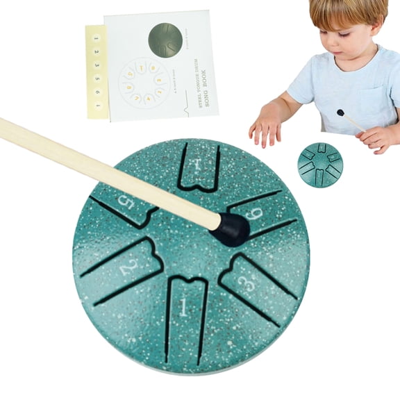SHENERDA Steel Drum for Kids 6-Note 3-Inch A-Key Tank Drum for Meditation Handpan Drum Percussion Instrument Includes Mallets & Music Book for Concert Yoga Musical Education respectable