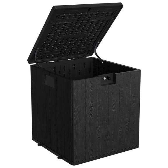 28 Gallon Resin Deck Box, Waterproof Outdoor Storage Box with Lockable Lid & UV Resistant, Patio Furniture Cushion Storage Container for Garden