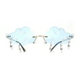 thumbnail image 1 of Rimless Cloud Shape Lens Lightning Bolt Tessle Runway Fashion Sunglasses Gold Blue, 1 of 4