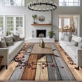 thumbnail image 3 of Texas Star Vintage Area Rugs 5'x7', Washable Small Throw Rugs for Laundry Room Playroom, Berry Grey Blue Brown Wooden Indoor Outdoor Rug Non-Slip Low Pile Carpet Runner Reversible Floor Mats, 3 of 8