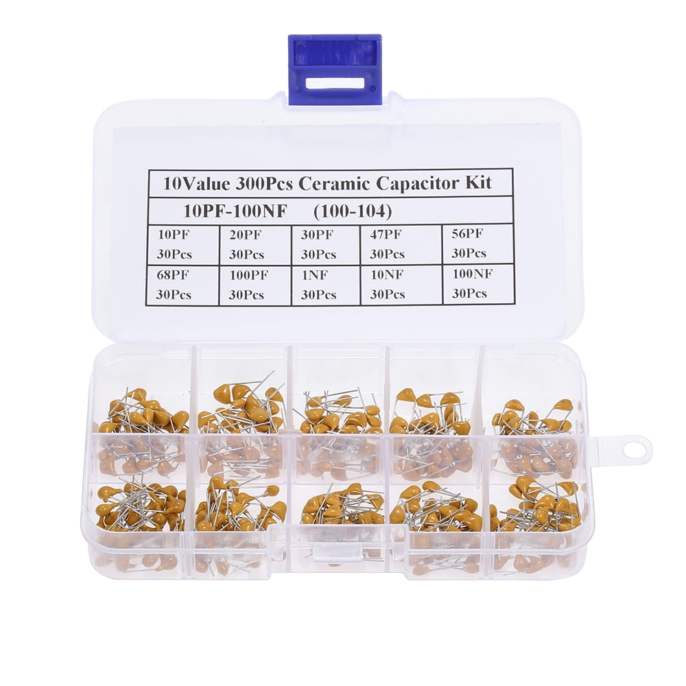 300pcs 10 Value 50V 10pF to 100nF Multilayer Ceramic Capacitor Assortment Kit