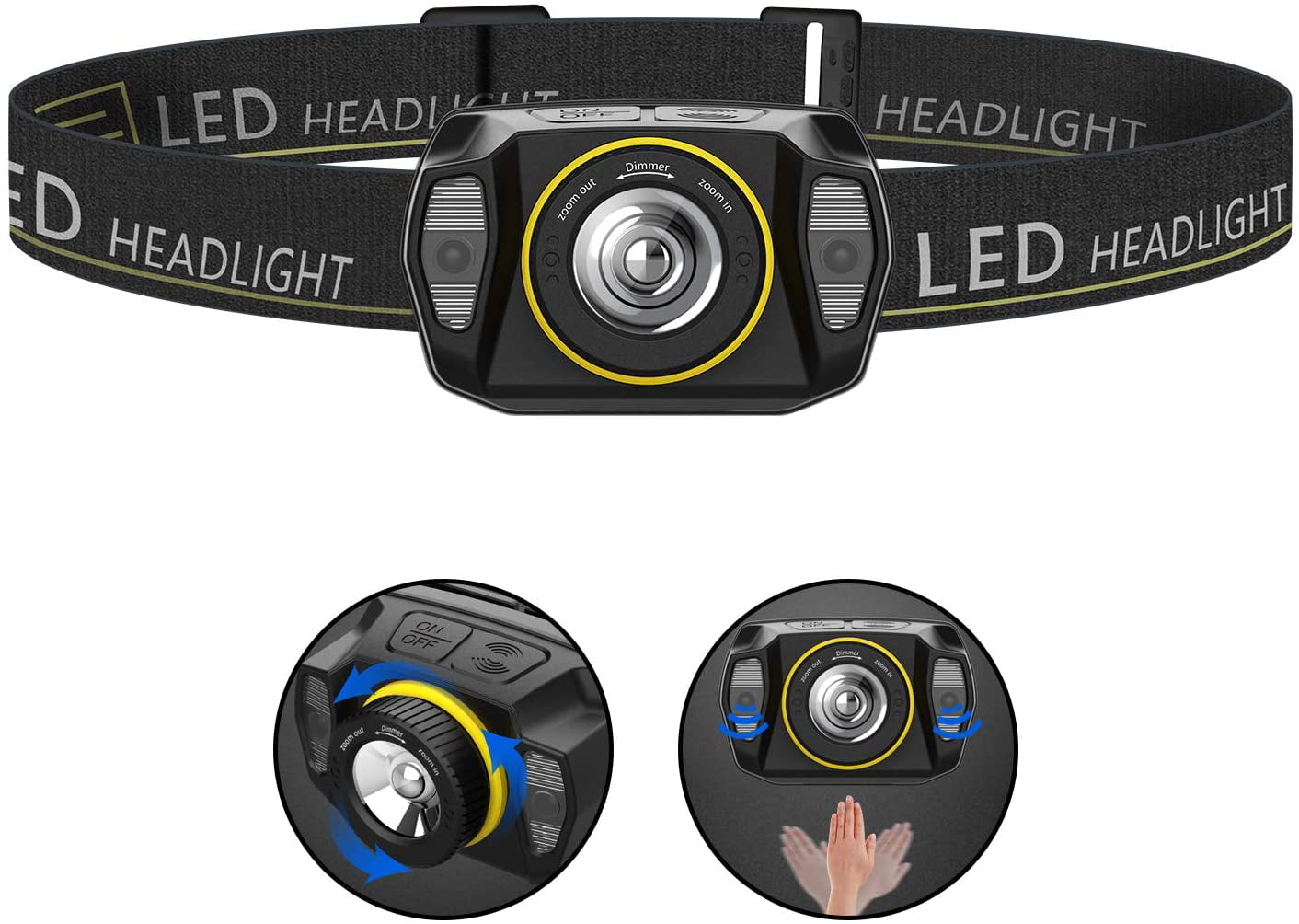 Rechargeable Head Torch Headlamp Light Lamp For  Running Fishing Auto Repair D 