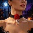 thumbnail image 6 of Gothic Lace Choker Necklace for Women Vintage Goth Rose Necklace Halloween Party Charm Jewelry D 40.5cm, 6 of 9