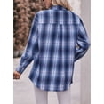 thumbnail image 7 of Arvbitana Women's Casual Loose Plaid Shirt Long Sleeve Lapel Button Blouses Spring Autumn Fashion Tops for Daily Streetwear S M L XL XXL, 7 of 7