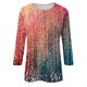 thumbnail image 4 of ICHUANYI Clearance Women's Casual 3/4 Sleeve Printed Round Neck Buttoned Basic Tunic Tops T-shirts Blouses(Hot Pink, S) ICHUANYI WER2023081404724, 4 of 5