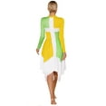 thumbnail image 2 of iEFiEL Womens Asymmetrical Praise Dance Dress Long Sleeve Overlay Choir Worship Costume Church Liturgical Dancewear Yellow&Green S, 2 of 5