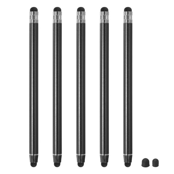 5pcs Stylus Pens for Touch Screens with 2 Extra Tips Capacitive Stylus Universal Tablet Pen, Black