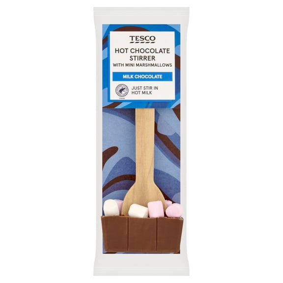 Tesco Hot Chocolate Stirrer with Mini Marshmallows 40g, Imported from Britain