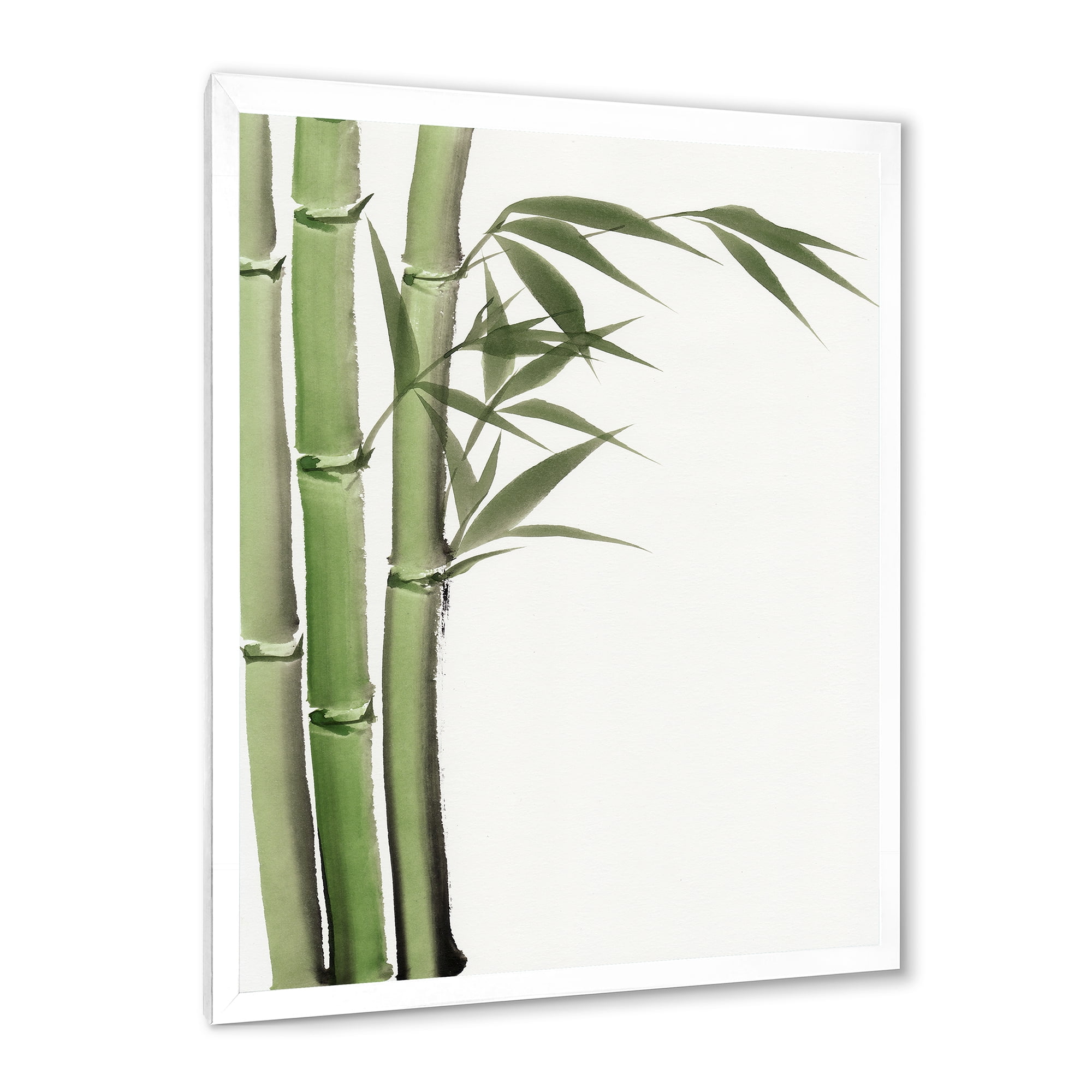 Designart 'Detail of Dark Green Bamboo and Leaves IV' Traditional Framed Art Print