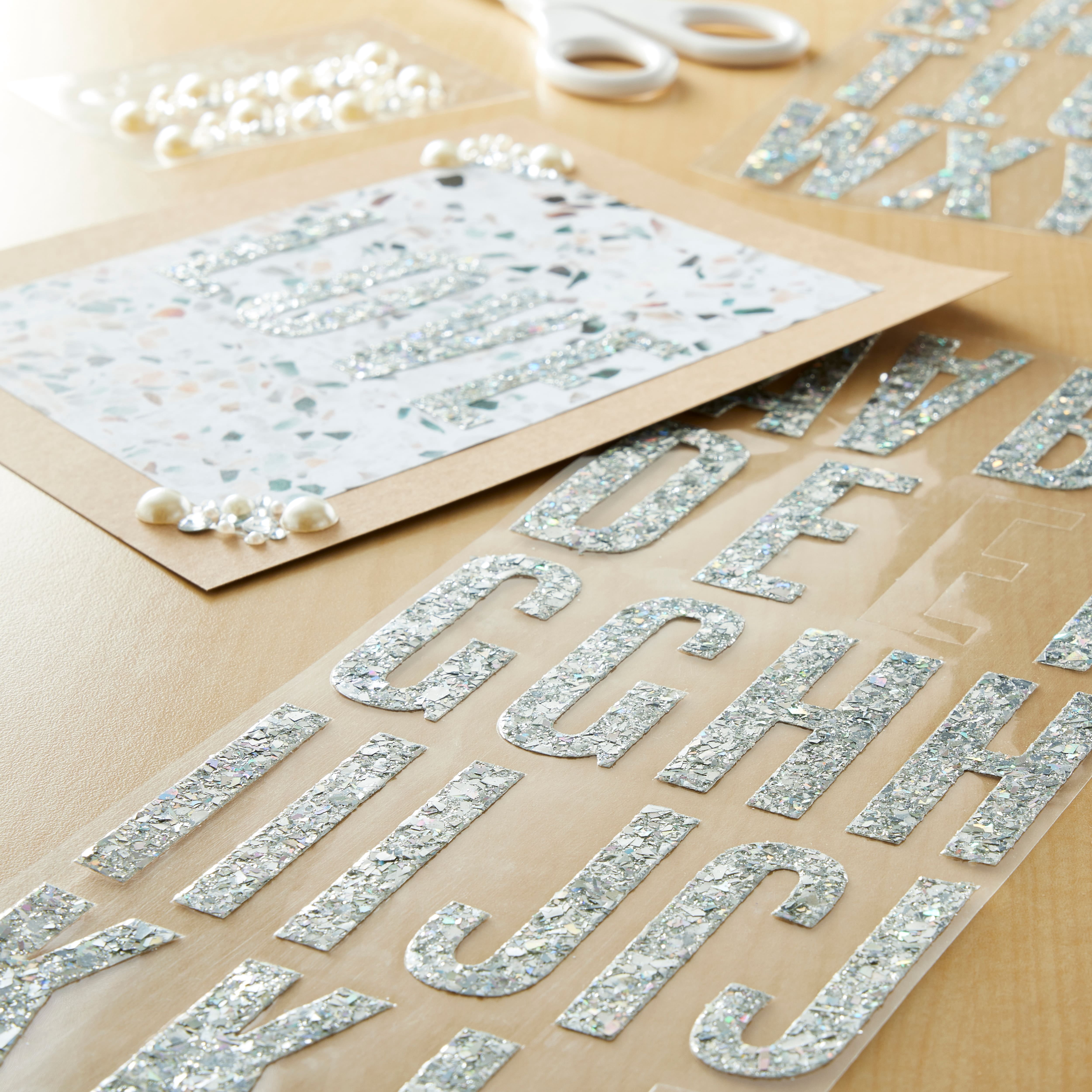 Recollections Iridescent Chunky Glitter Alphabet Stickers, 12 Packs: 42 ct. (504 total)