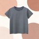 thumbnail image 4 of Blusas y camisas de manga corta con cuello redondo Camiseta de rayas de manga corta con cuello redondo de verano para niños Top informal versátil para bebés para usar al aire libre Conjunto de poliést, 4 of 4